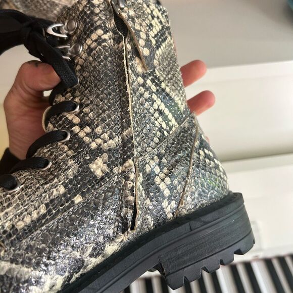 Salt + Umber Sustainable Eco Chic Snakeskin Combat Boots 39/8.5 - Picture 14 of 16
